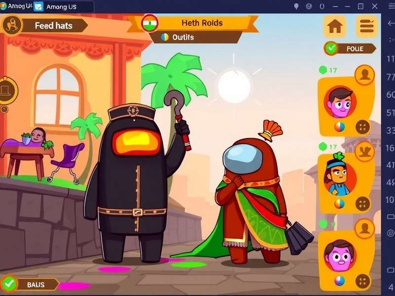 Among Us Indian Extravaganza community event screenshot showing players celebrating Holi festival in-game